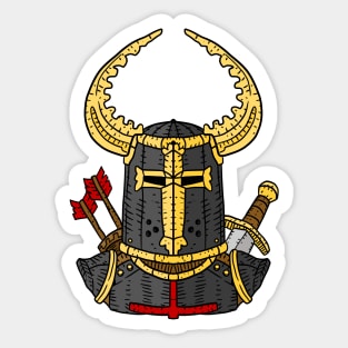 crusader helmet. medieval knight. Sticker